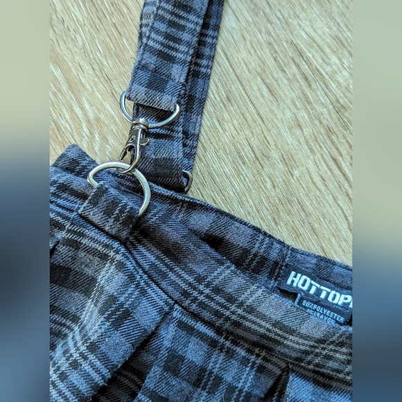 Hot Topic Pleated Plaid Skater Skirt with Overall Suspender Straps - Picture 2 of 8